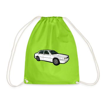 Klassischer Weißer Sedan Linienkunst - Turnbeutel - Neongrün - Vorne