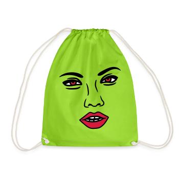 frau sexy nase gesicht kopf weiblich maedchen girl - Turnbeutel - Neongrün - Vorne