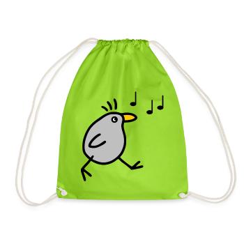 Joie de vivre with music Singing whistling bird - Drawstring Bag - neon green - Front