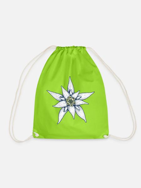 Edelweiß Alpenblume - Turnbeutel - Neongrün