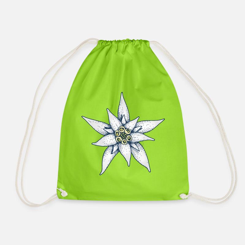 Edelweiß Alpenblume - Turnbeutel - Neongrün