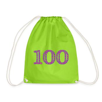 100. 100 YEARS. 100th ANNIVERSARY. BIRTHDAY 100 - Drawstring Bag - neon green - Front