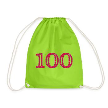 100. 100 JAHRE. 100-JÄHRIGES JUBILÄUM. GEBURTSTAG 100 - Turnbeutel - Neongrün - Vorne