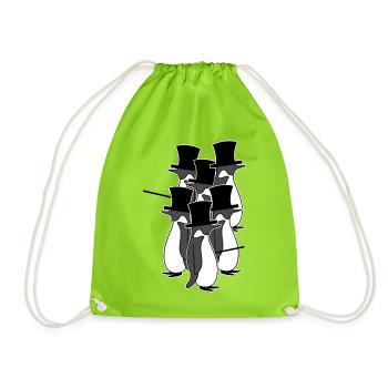 Cool Penguin Birds Animal Seabird South Pole - Drawstring Bag - neon green - Front