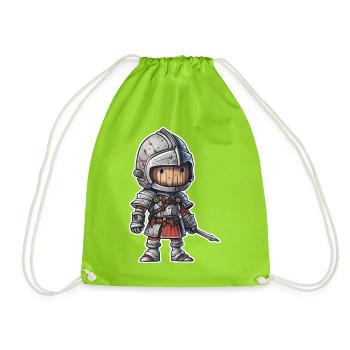 Ritter mit Holzrüstung – Fantasy RPG Krieger - Turnbeutel - Neongrün - Vorne