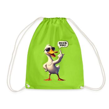 Bande dessinée drôle « DuckYou » Canard - Sac de sport léger - vert néon - Devant