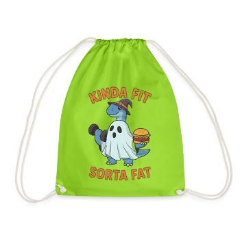 Kinda Fit Sorta Fat Funny Gym Cute Hippo Retro - Turnbeutel - Neongrün - Vorne