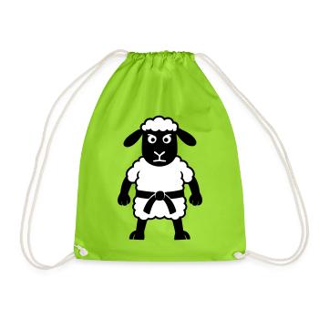 Karate Sheep - Drawstring Bag - neon green - Front