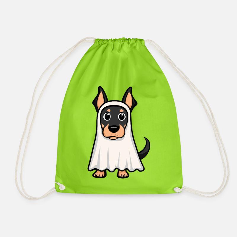 Dobermann Hund Halloween Geist - Turnbeutel - Neongrün