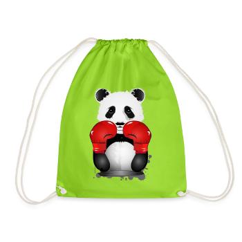 Boxing Panda - Motif animalier de style graffiti amusant - Sac de sport léger - vert néon - Devant