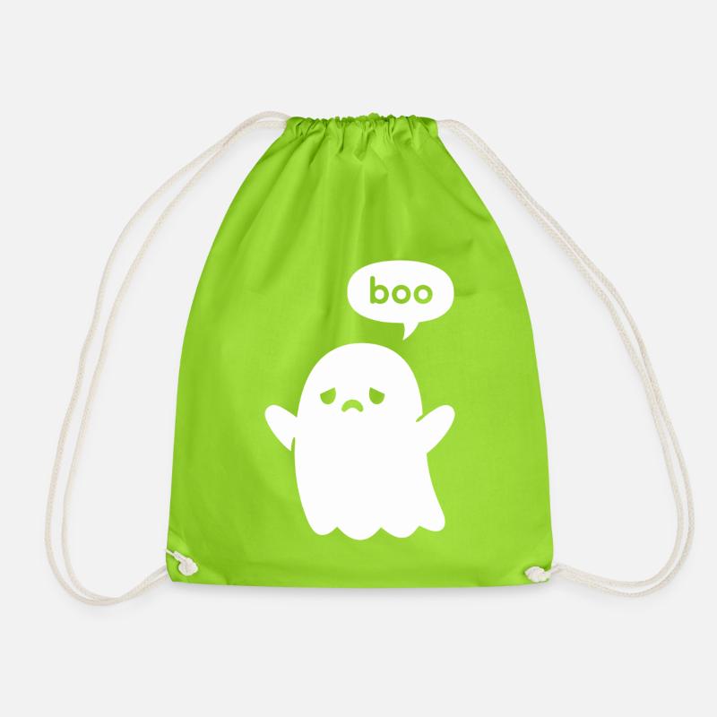 Cute Minimal Ghost Boo - Drawstring Bag - neon green