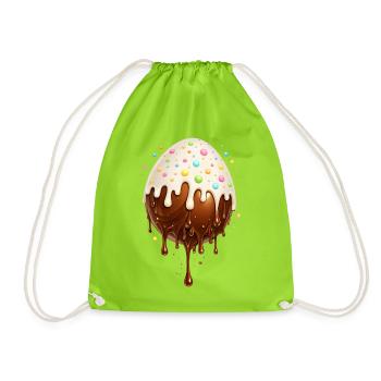 Chocolate Egg with Frosting - Drawstring Bag - neon green - Front