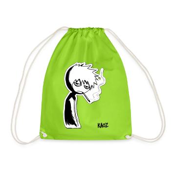 Black and white sketch: melancholic type - Drawstring Bag - neon green - Front