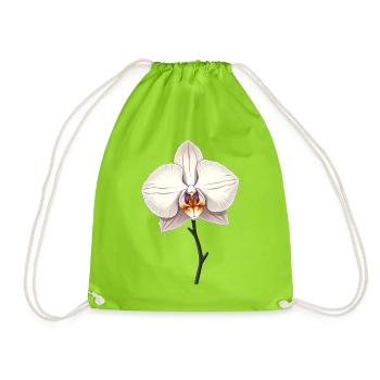 Weisse Orchidee - Turnbeutel - Neongrün - Vorne