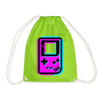 Retro Handheld Konsole Glitch - Turnbeutel - Neongrün - Vorne