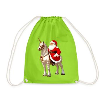 Reiter Weihnachten / Santa Einhorn - Turnbeutel - Neongrün - Vorne