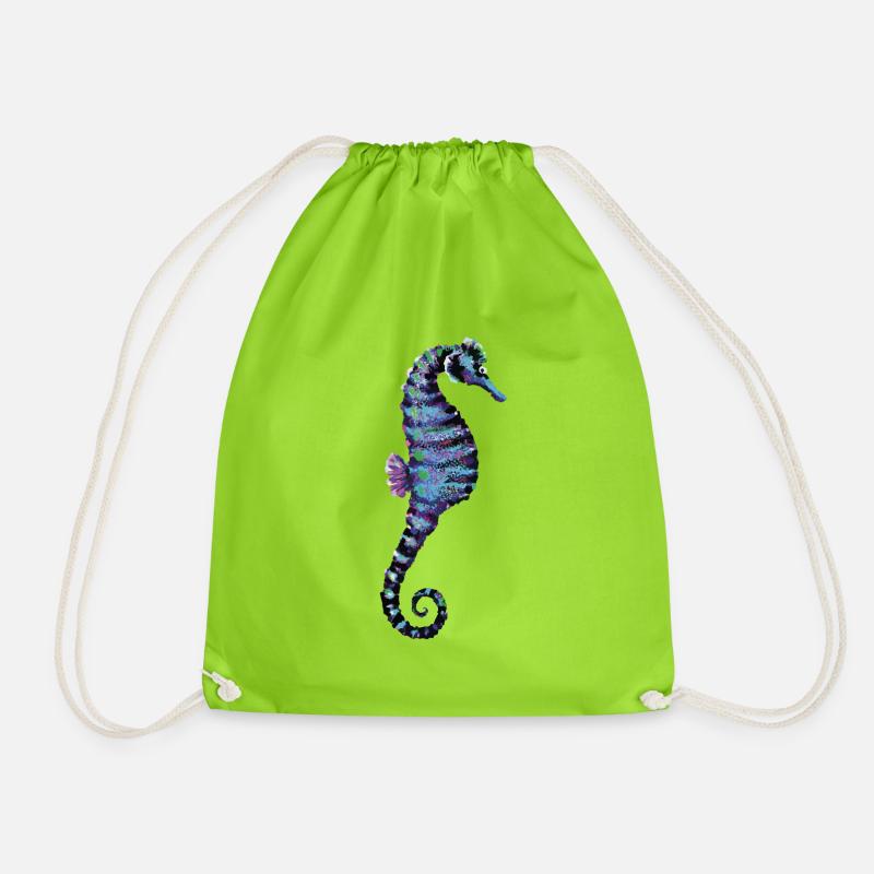 Seahorse - Drawstring Bag - neon green