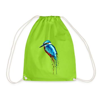 Martin-pêcheur aquarelle - Sac de sport léger - vert néon - Devant
