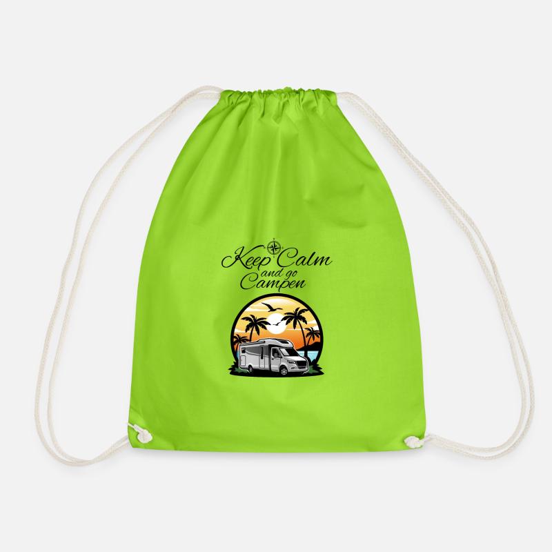 Camper Wohnmobil Spruch-Keep Calm and go campen - Turnbeutel - Neongrün