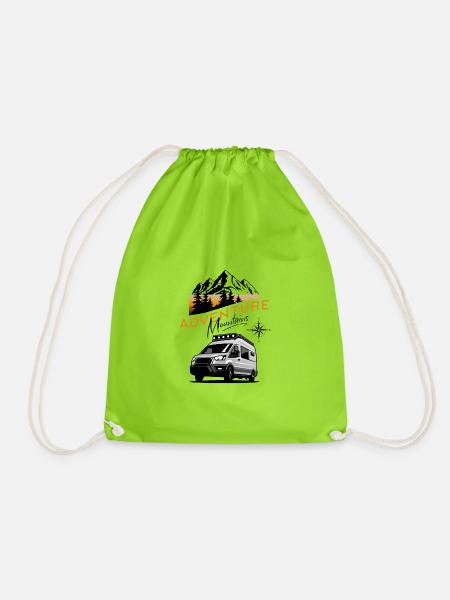 Camper-Kastenwagen-Adventure Mountains - Turnbeutel - Neongrün
