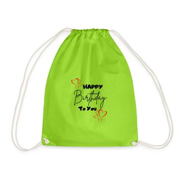 Happy Birthday to you-mit Herzen - Turnbeutel - Neongrün - Vorne