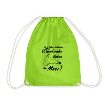Ostseekinder lieben das Meer-Ostsee im Herzen - Turnbeutel - Neongrün - Vorne