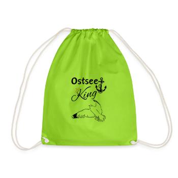 Baltic Sea King-Baltic Sea King Anchor and Seagull - Drawstring Bag - neon green - Front