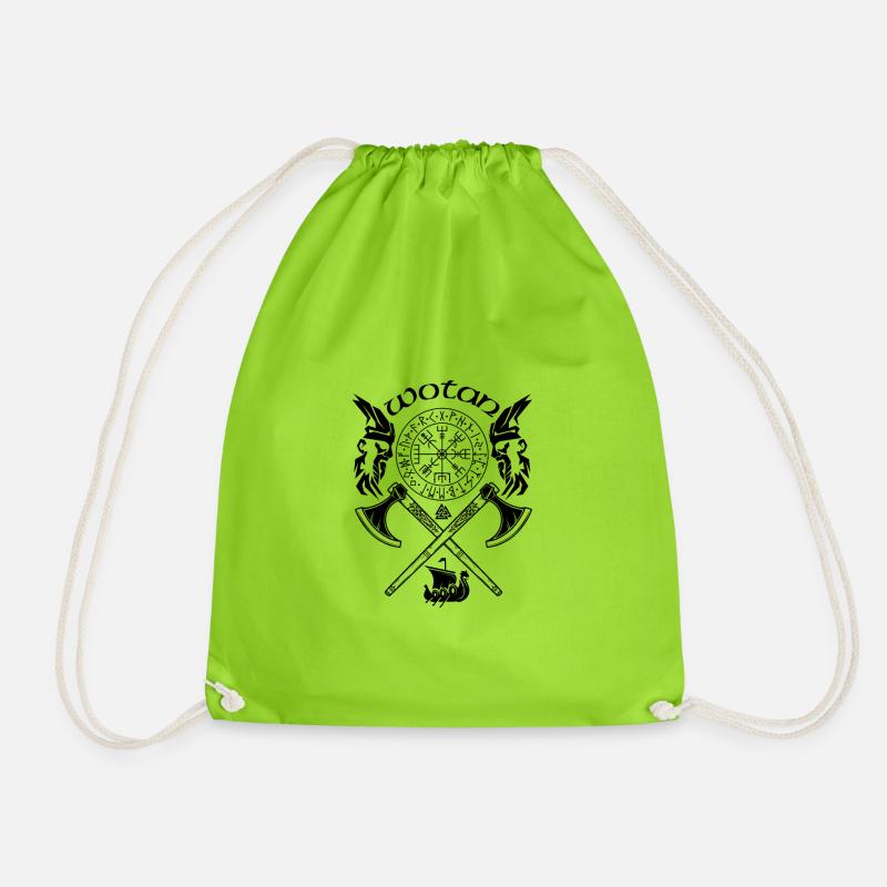 Wotan-VIKING-Wikinger SYMBOLE-WIKINGER RUNEN - Turnbeutel - Neongrün