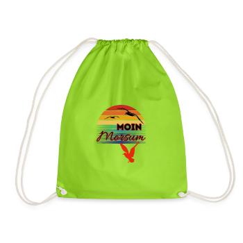 Moin Morsum avec mouette dans le style rétro-Sylt-Morsum - Sac de sport léger - vert néon - Devant