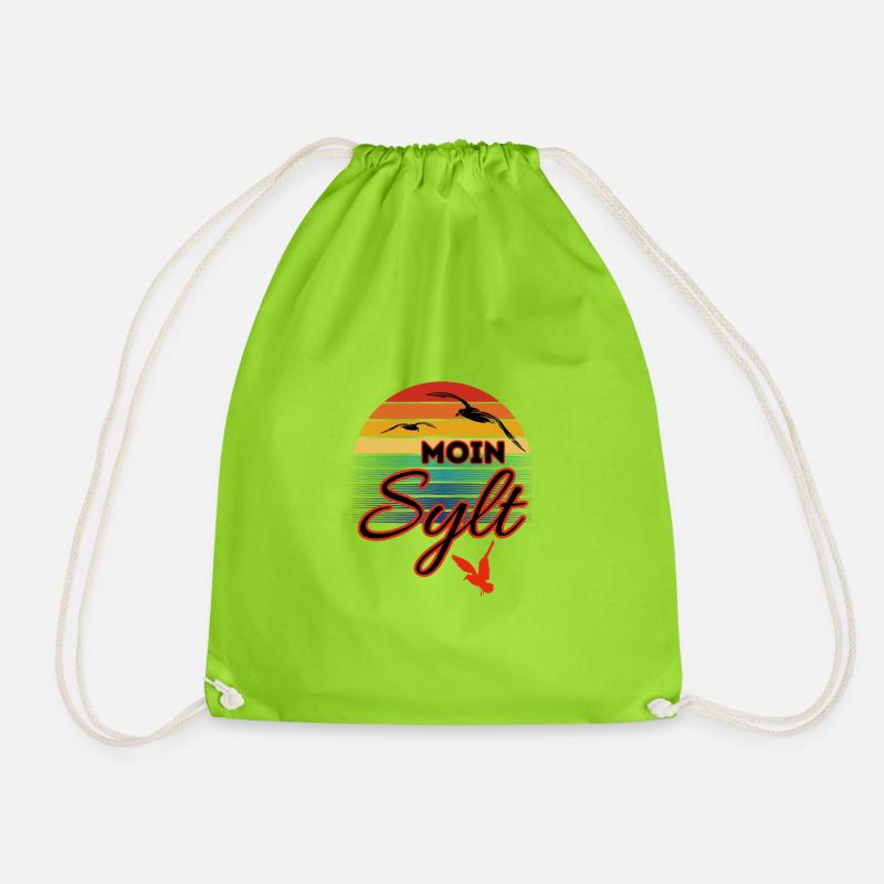 Moin Sylt mit Möwe im Retro Style-Insel Sylt - Turnbeutel - Neongrün