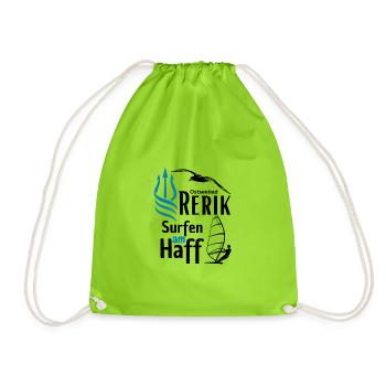 Rerik surfing at the lagoon-Baltic Sea resort Rerik-Salzhaff - Drawstring Bag - neon green - Front