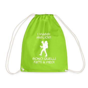 ErSa 2022. Best backpacker walking trips - Drawstring Bag - neon green - Front