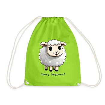 Schaf "Sheep happens" - Turnbeutel - Neongrün - Vorne