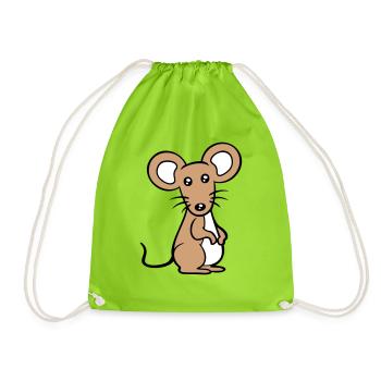 Mouse Mouse Cute Little Rat Rodent Friendly - Drawstring Bag - neon green - Front