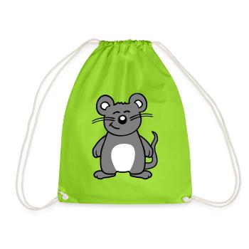 Maus Mäuschen Süße Kleine Ratte Nager Freundlich - Turnbeutel - Neongrün - Vorne