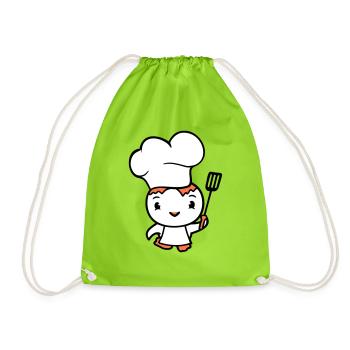 Bird Chef Hat Duck Delicious Hunger Food Cute - Drawstring Bag - neon green - Front
