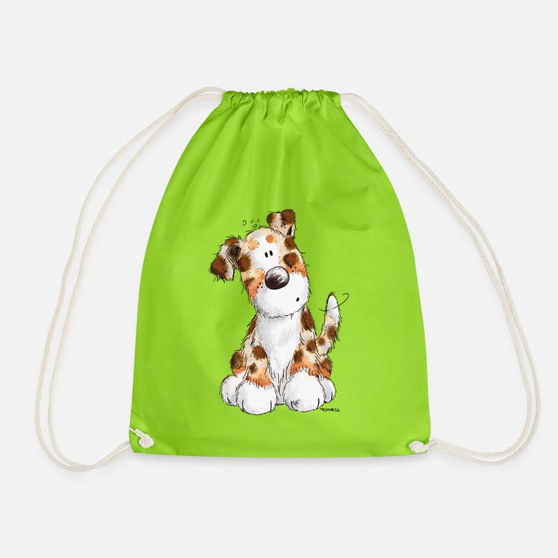 Süßer Australian Shepherd - Hund - Aussie - Comic - Turnbeutel - Neongrün
