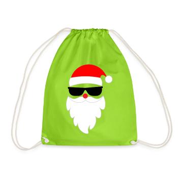 Cooler Weihnachtsmann Santa Nikolaus  - Turnbeutel - Neongrün - Vorne