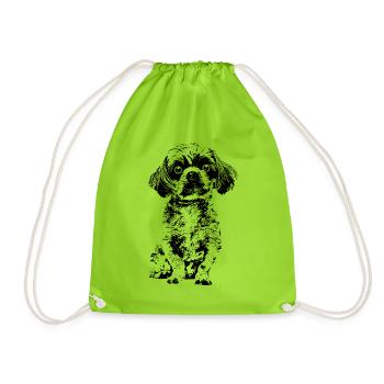 Drôle de petit chien avec de grands yeux. - Sac de sport léger - vert néon - Devant