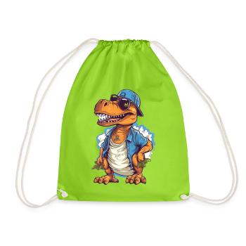 Dino cool avec casquette tendance et lunettes de soleil - Sac de sport léger - vert néon - Devant