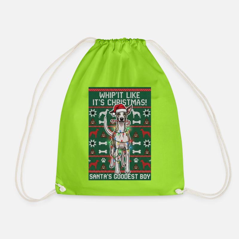 Whip'It Like It's Christmas FRONT - Drawstring Bag - neon green