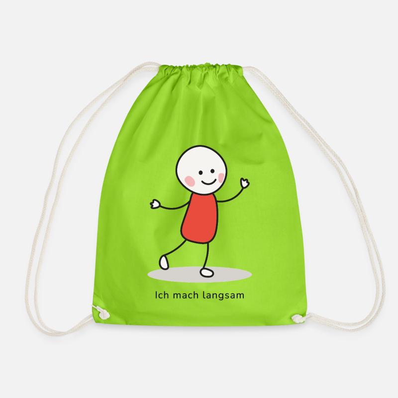 Ich mach langsam – Minimalistischer Charakter - Turnbeutel - Neongrün