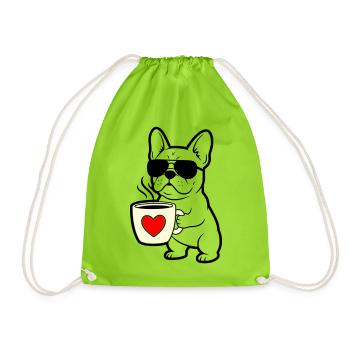 Résumé du Frenchie Dog Coffee - Sac de sport léger - vert néon - Devant