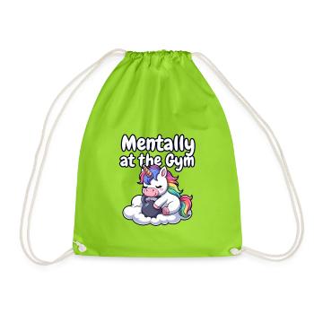 Mentally at the Gym Unicorn - Drawstring Bag - neon green - Front
