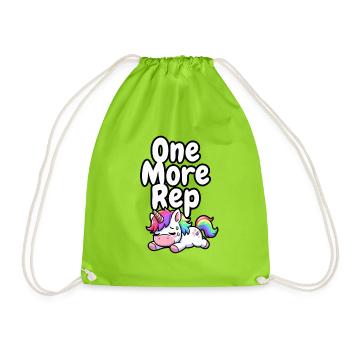 One More Rep Unicorn Gym - Drawstring Bag - neon green - Front