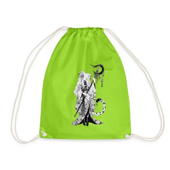 Lunar Nekomimi-Priesterin im Kimono - Turnbeutel - Neongrün - Vorne