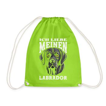 Labrador Hund Lustiges Schlafshirt Hunde Geschenk - Turnbeutel - Neongrün - Vorne