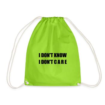 Nerdy Design "IDK IDC" - Form - Turnbeutel - Neongrün - Vorne