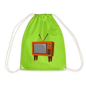 Vintage-Fernseher - Turnbeutel - Neongrün - Vorne