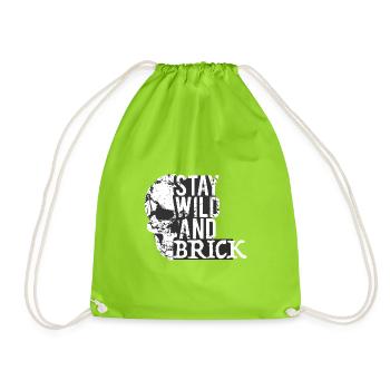 Stay Wild Skull Brick Design - Turnbeutel - Neongrün - Vorne